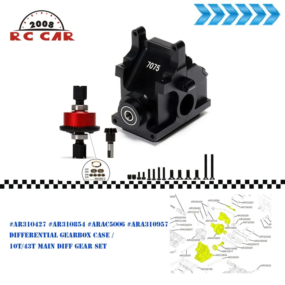 

Alloy 10T/43T Gear Differential Gearbox Case AR310854 ARA310957 FOR RC Arrma 1/7 6S Felony Fireteam Infraction Limitless ROCK