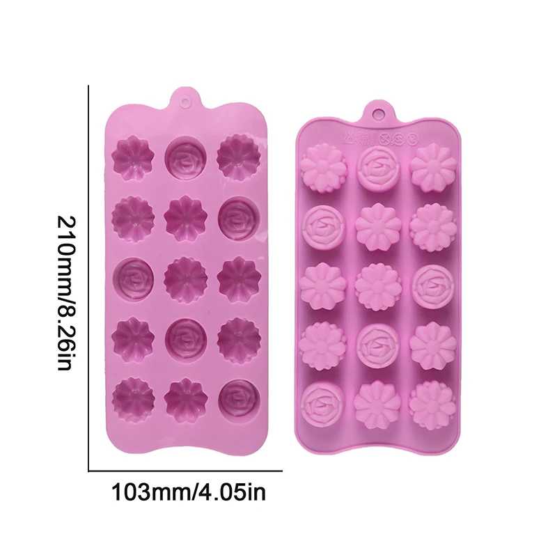 1/4 Uds molde para hornear pudín de gelatina flor Chocolate molde de silicona Fondant 3D Cupcake utensilios para hornear decoración de pasteles bandeja de cubitos de hielo rosa