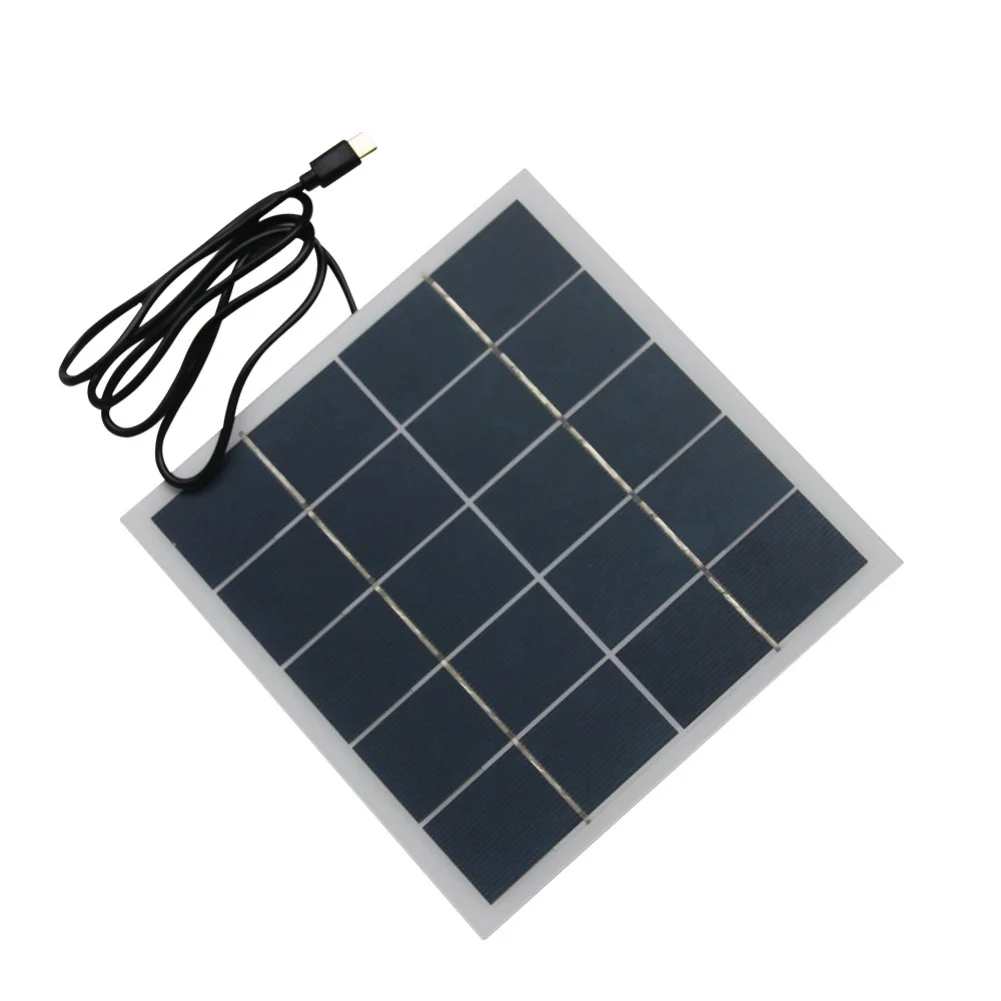 4W Solar Charging Panel 5V Type C Output Polysilicon EVA Lamination 1 M Cable 175x172x2 Mm For Camera Phone Battery Pack