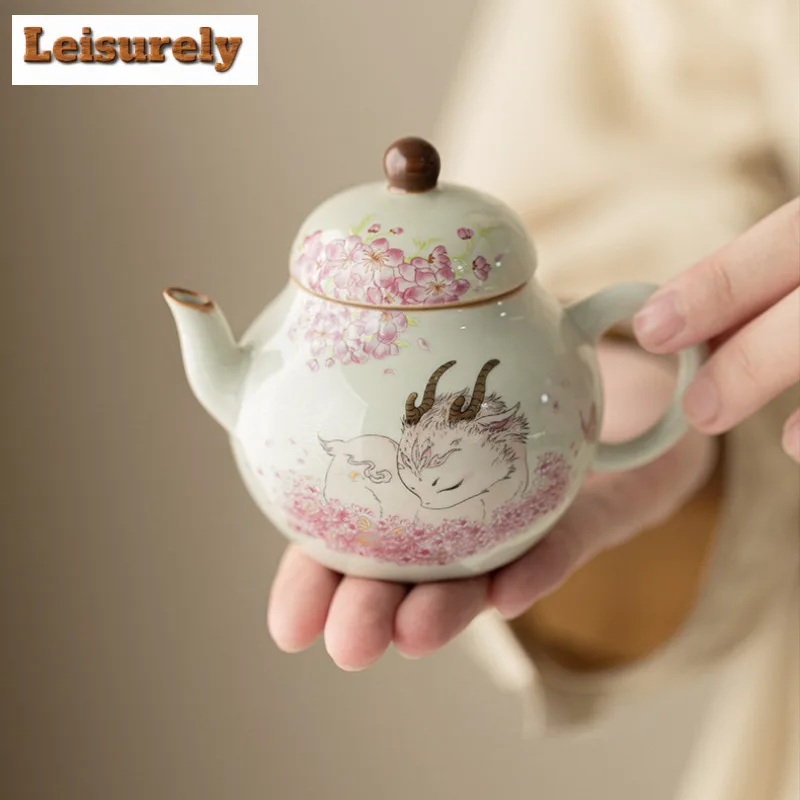 

Чайник с растительным ясенком, оленем и цветком, эстетический чайник, горшок для заварки чая, домашний чайник с шариковым отверстием для чайных аксессуаров, подарок