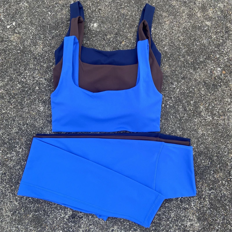 

2 Piece Yoga Leggings Set Gym Sports Set Women Hollow Back Bra Top + High Waist Leggings Fitness Suit Running Workout Tracksuit