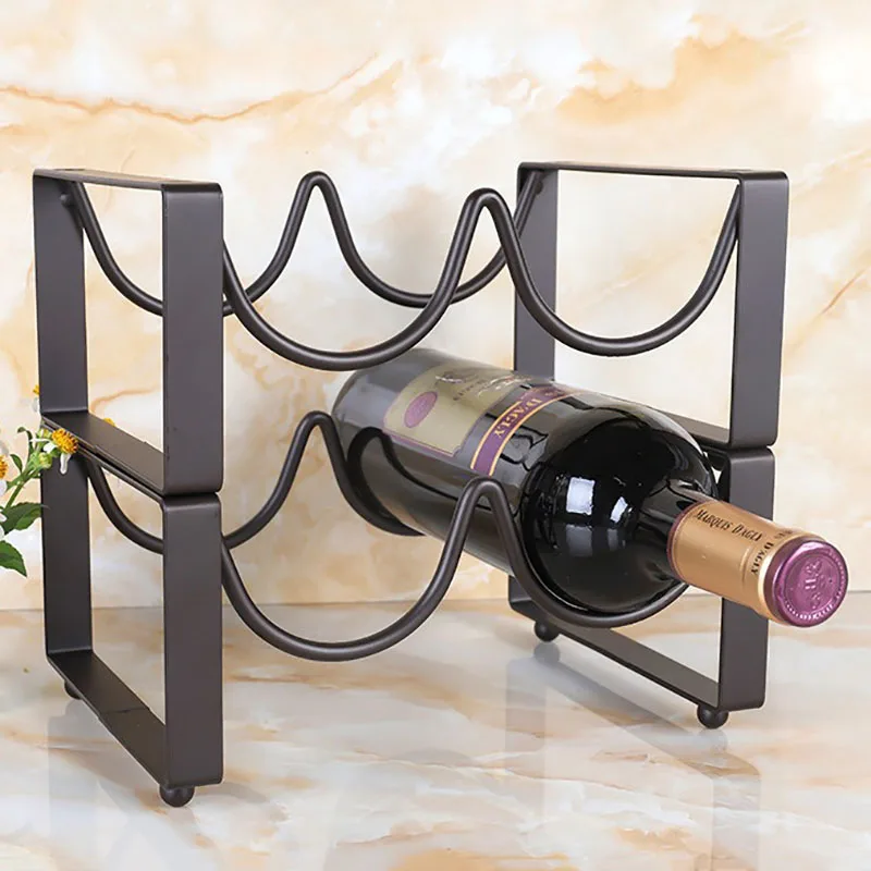 

European 2 Bottle Metal Wine Rack, Red Wine Rack, Creative Wine Holder, Kitchen Decor Bar, Alcohol Shelf