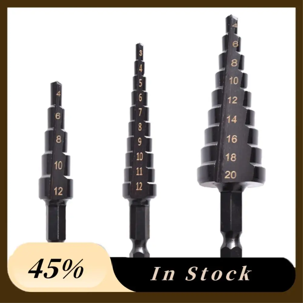 

A78K New 4Pcs 3-12 4-12 4-20Mm HSS Straight Groove Step Drill Bit Nitride Twist Drill Wood Metal Hole Cutter Core Drilling Tools