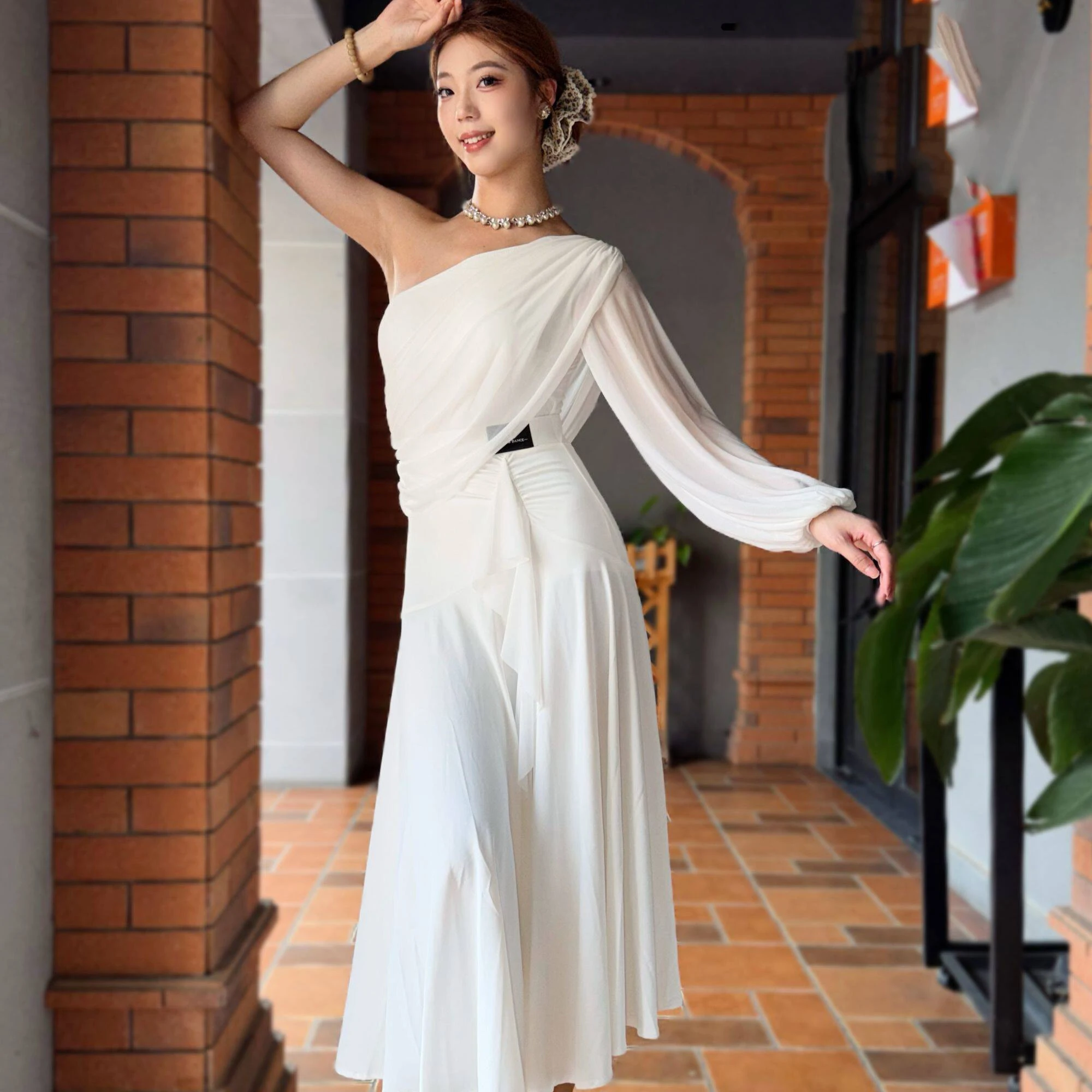 Slant Shoulder Top Skirt Waltz Ballroom Dance Dress Modern Clothes National Standard Dance For Women Performance WeariDN23886