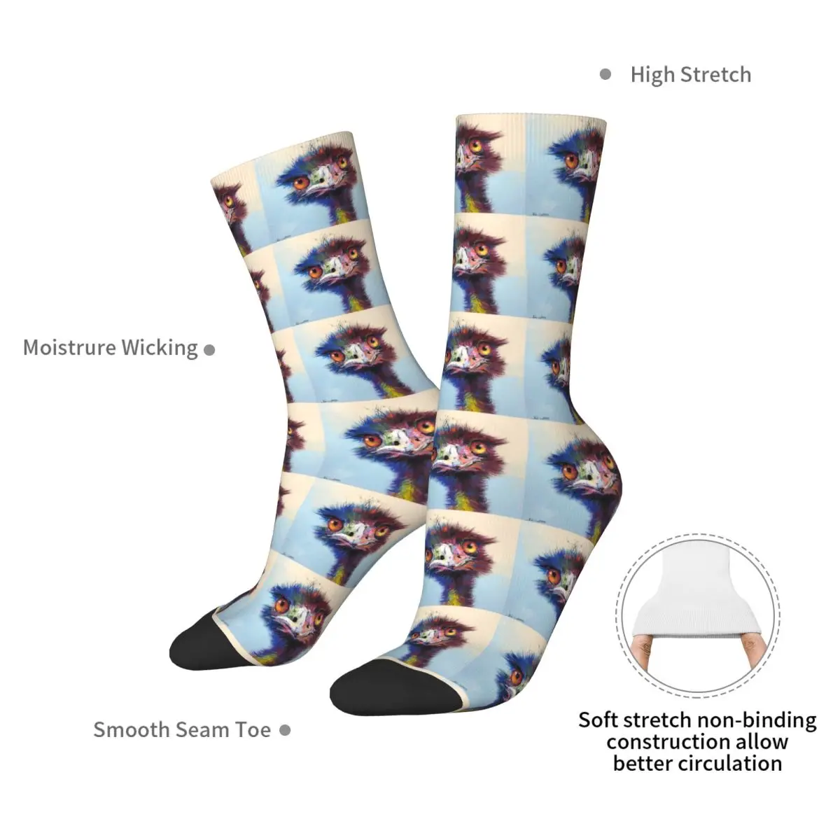 Australian Emu - 74 Calcetines Harajuku Medias súper suaves Calcetines largos para todas las estaciones Accesorios para regalos de Navidad para hombre y mujer