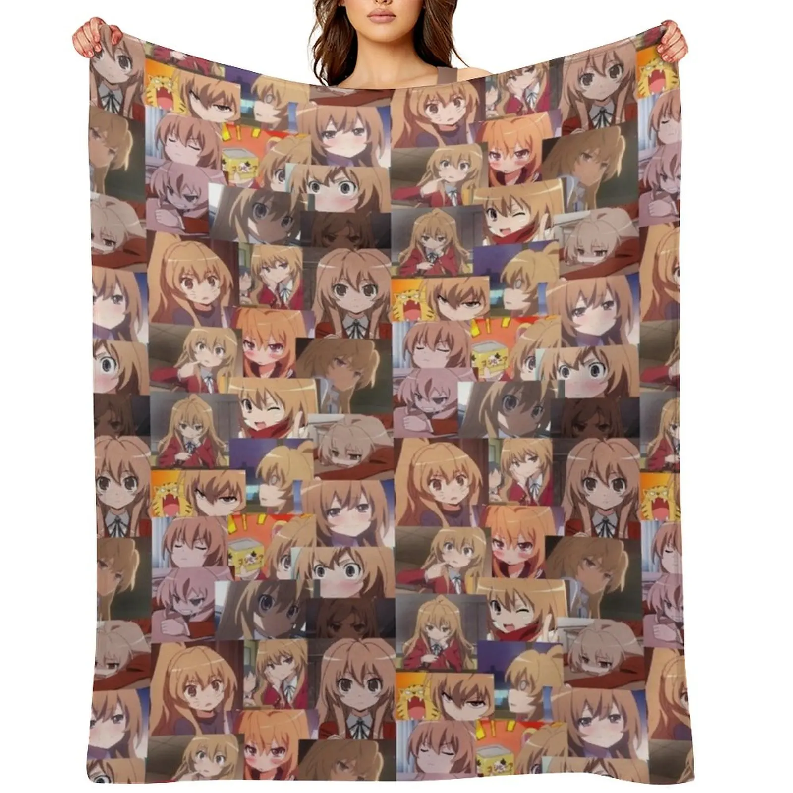 

Taiga // Toradora! Throw Blanket Hairy Cute Plaid Plaid on the sofa anime Blankets