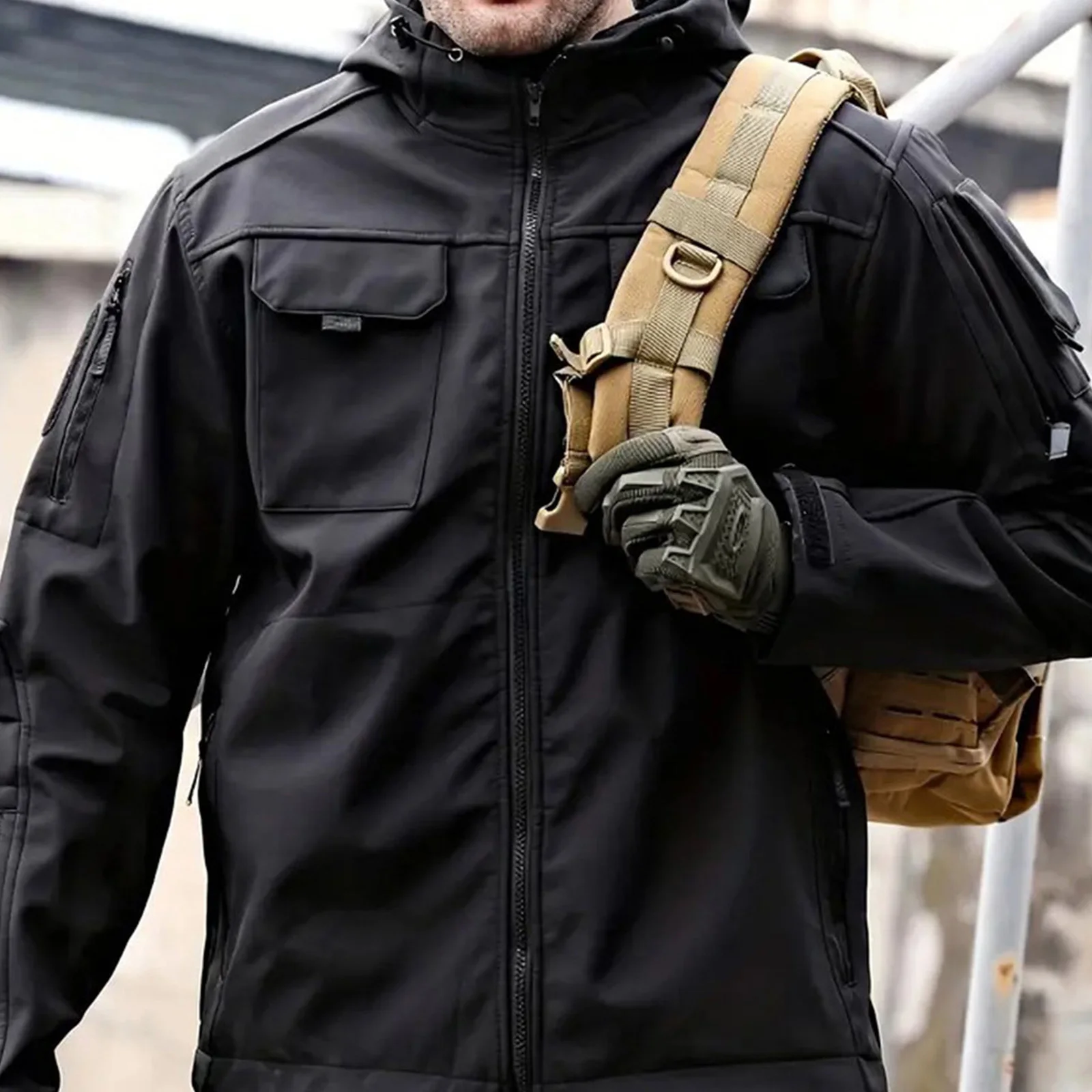 

Men's Fall Jacket Outdoor Hooded Lightweight Fleece Lined Waterproof Windbreaker Coats for Travel Hiking