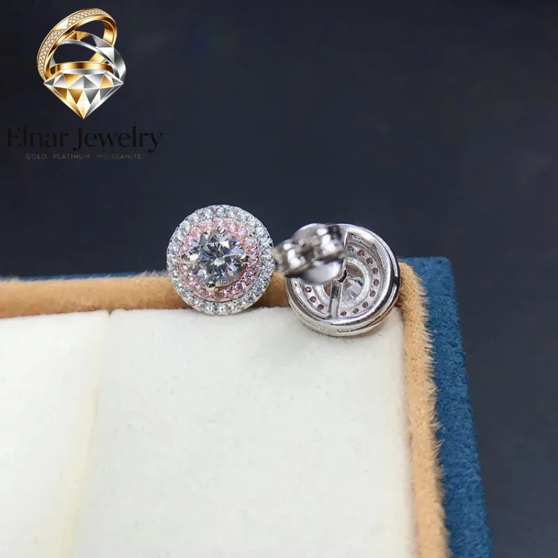 

Elnar Jewelry Luxury Solid Platinum PT950 Women's Double Rack Diamond 1 karat Stud Earrings