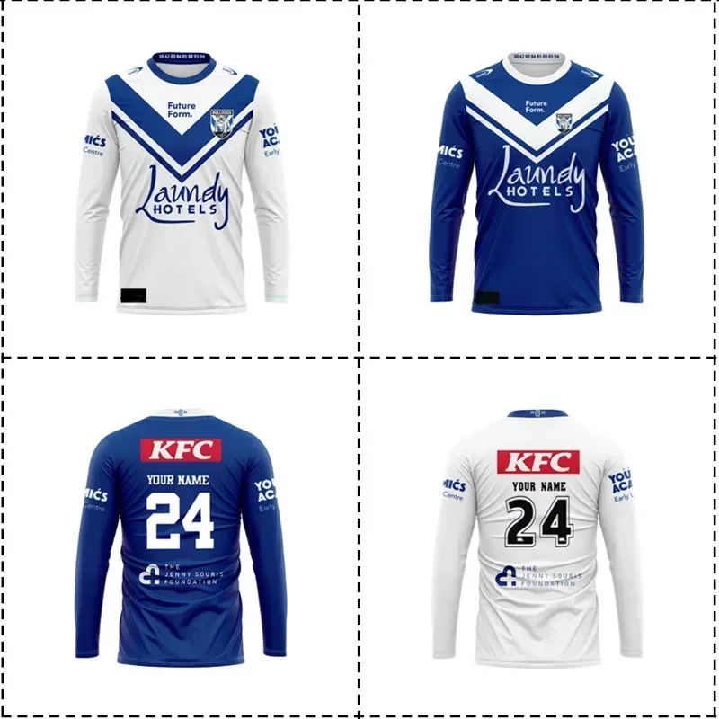 2024 Bulldogs Long Sleeve Home / Away Rugby Jersey Size: S-XXXL （Print Custom Name Number）