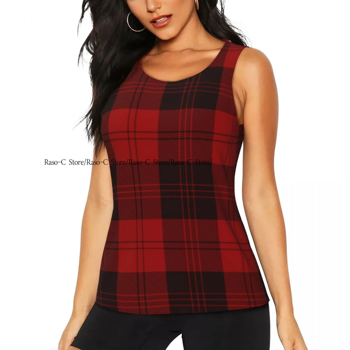 Women Casual Sport Yoga Vest Tartan Plaid Scottish Background Quick Dry Running T-shirt Training Workout Gym Sleeveles Tank Top