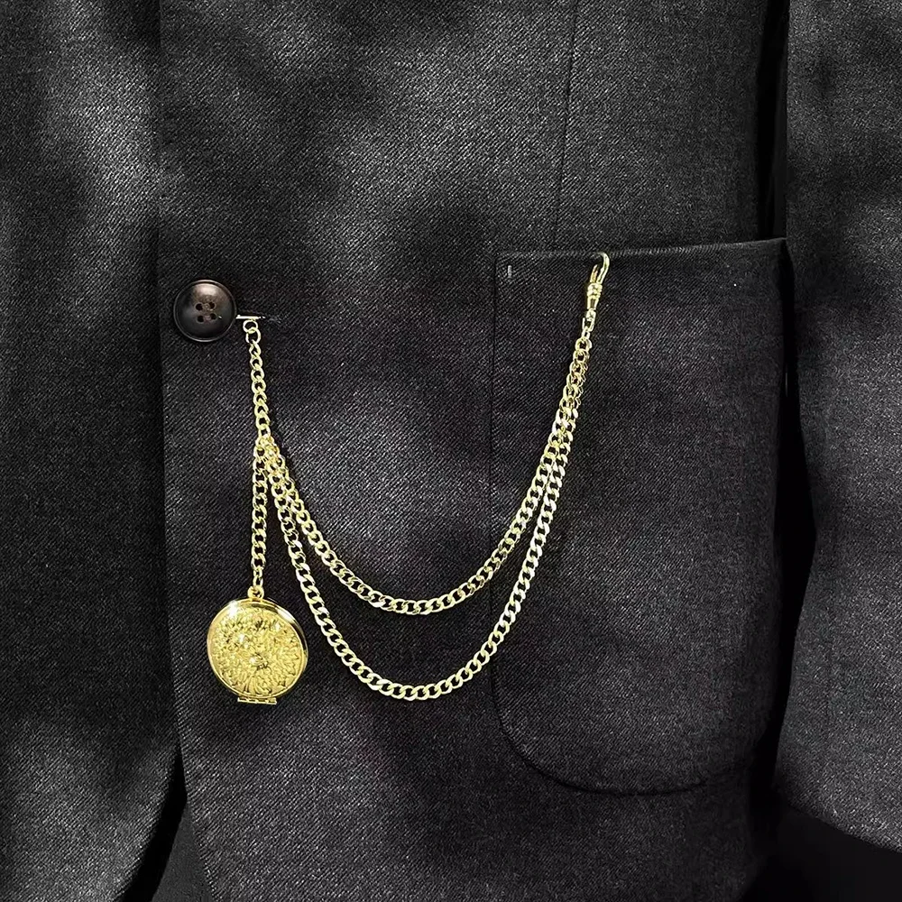 اليدوية الذهب اللون الرجال سترة سلسلة ألبرت ساعة الجيب سلسلة مع قلادة المنجد هدية عيد الأب2027 #5