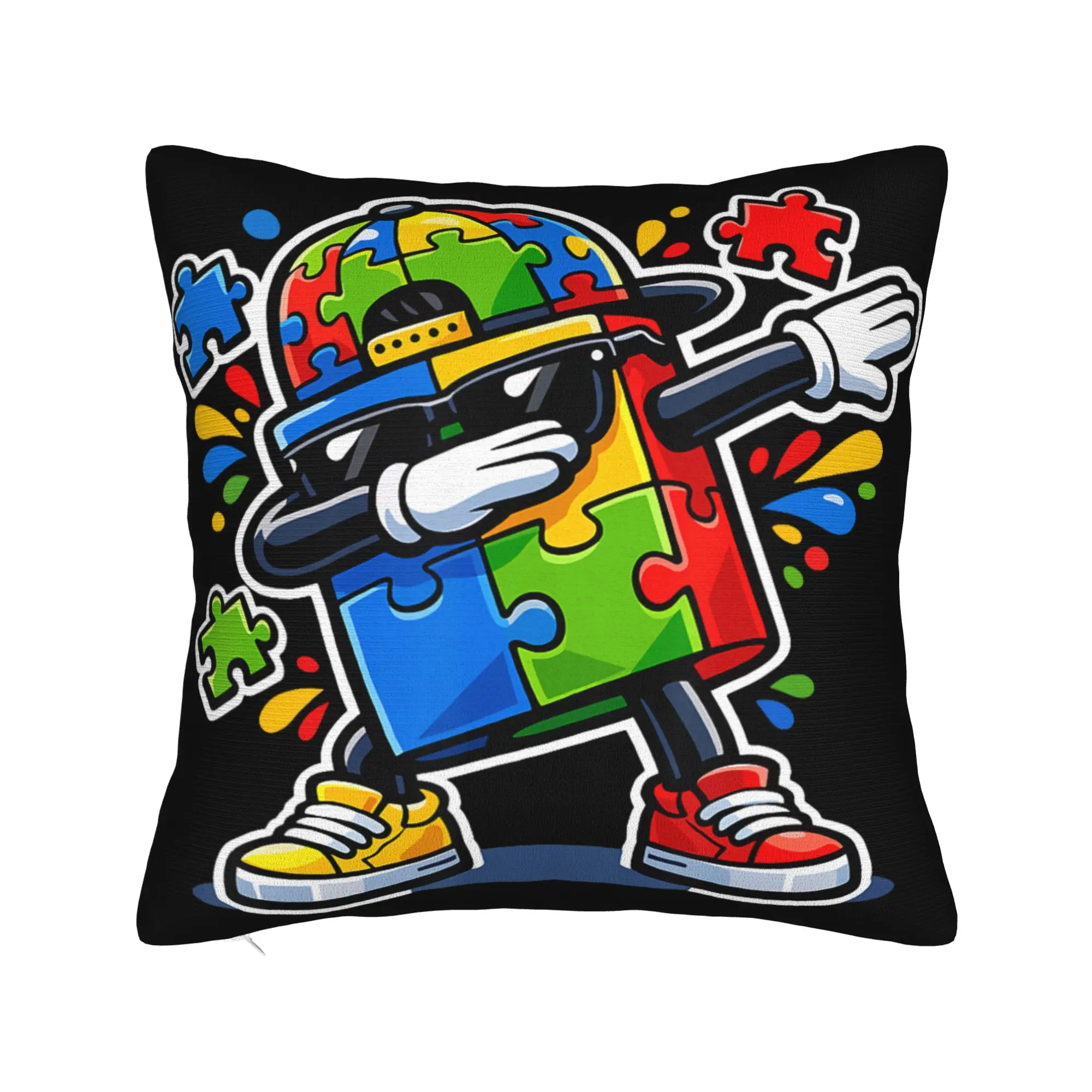Dabbing Puzzle Autism Awareness Pillowcases Product Soft Cushion Cover Decor  Pillow Case Cover Seater Multi Size