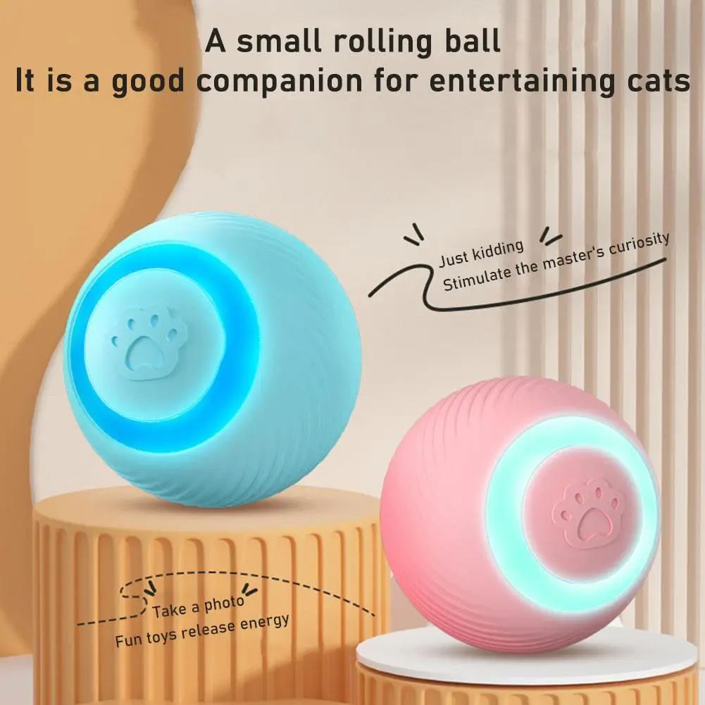 Automatic Cat Ball Smart Rolling Ball Pet Toy Silicone Toy Charging Ball Cat Relief Interactive Self-Entertainment Type-C D5T3