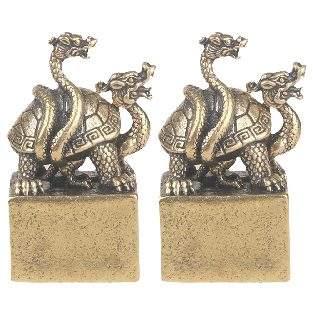 

2Pcs Vintage Brass Animal Decoration Small Desktop Beast Ornament Abstract Craft Office Home Decor Brass Animal Statue