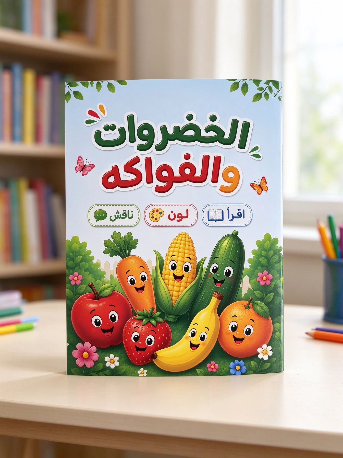 Arabic-Language Fruit and Vegetable Coloring Book – Early Education Reading & Drawing Series – Learning Supplies
