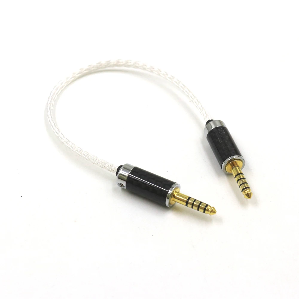 16 Core High Purity Silver 4.4mm Balanced Male to 4.4mm Balanced Male Audio Adapter Cable 4.4 Male to Male Adapter