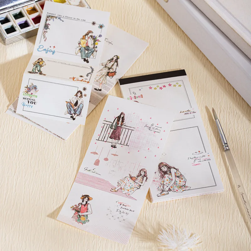 15pcs/lot Memo Pads Material Paper The Girl Who Chases Light Junk Journal Scrapbooking Cards Retro Background Decoration Paper