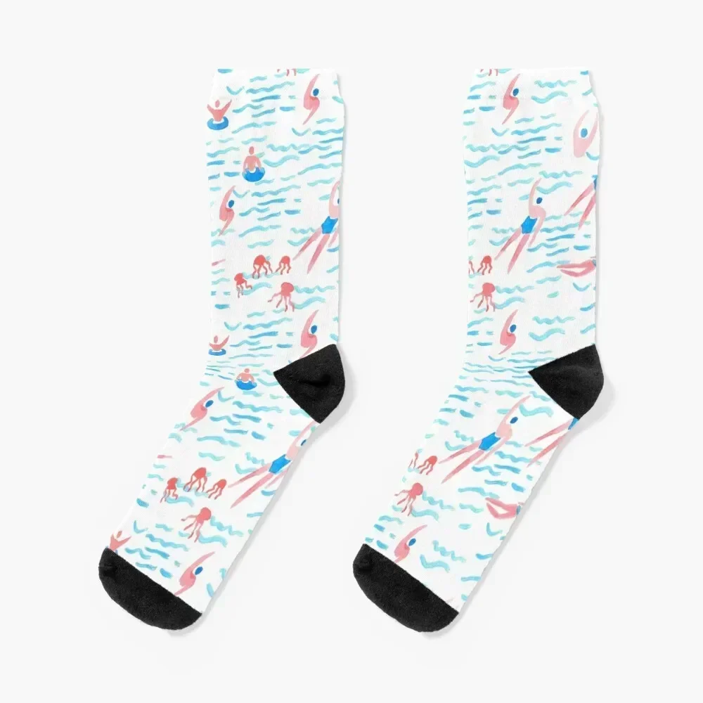 swimmers in the sea pattern Socks kids halloween Socks Men's Women's