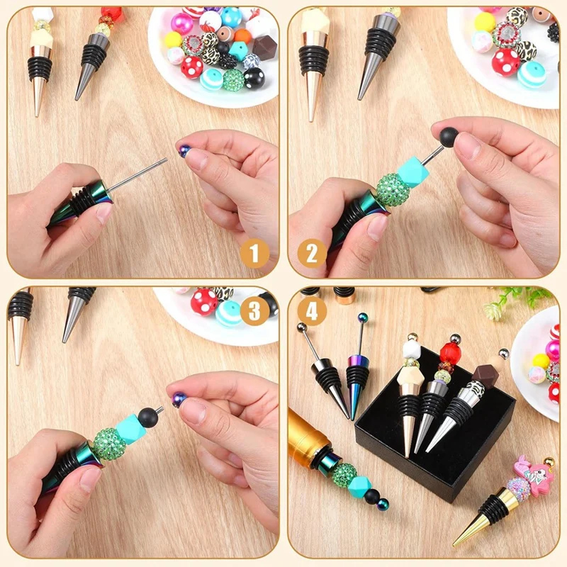 25Pcs Beadable Wine Stoppers For Wine Bottles Decorative Beaded Wine Bottle Stopper Alloy Wine Saver Reusable Easy Install