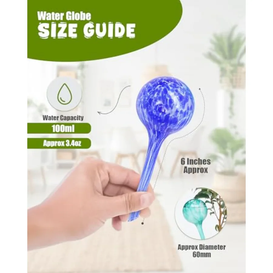 Iridescent Self Watering Globes, Glass Rainbow Plant Watering Globes, Self Watering Planter Insert, Automatic Plant Waterer Ind