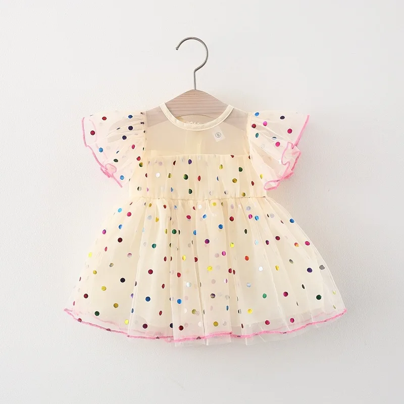 Summer Newborn Girl Baby's Clothes Colored Dots Dress Costume for Infant Girl Clothing 0-3 Year Baby's Birthday Dresses Dress