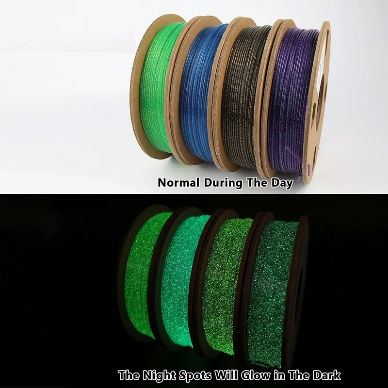 Filament PLA brillant dans le noir pour impression 3D, brillant, noctilucent, arc-en-ciel, Shoous, 1kg, 1.75mm