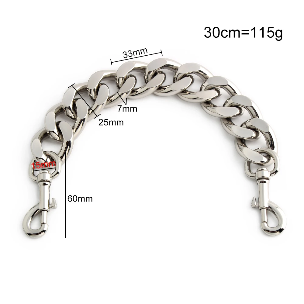 2/4PCS 30-45-60-100cm 25mm Aluminum Metal Thick Bag Chains For Chain Charm Shoulder Bags Wallet Handle Handbag Strap Accessories