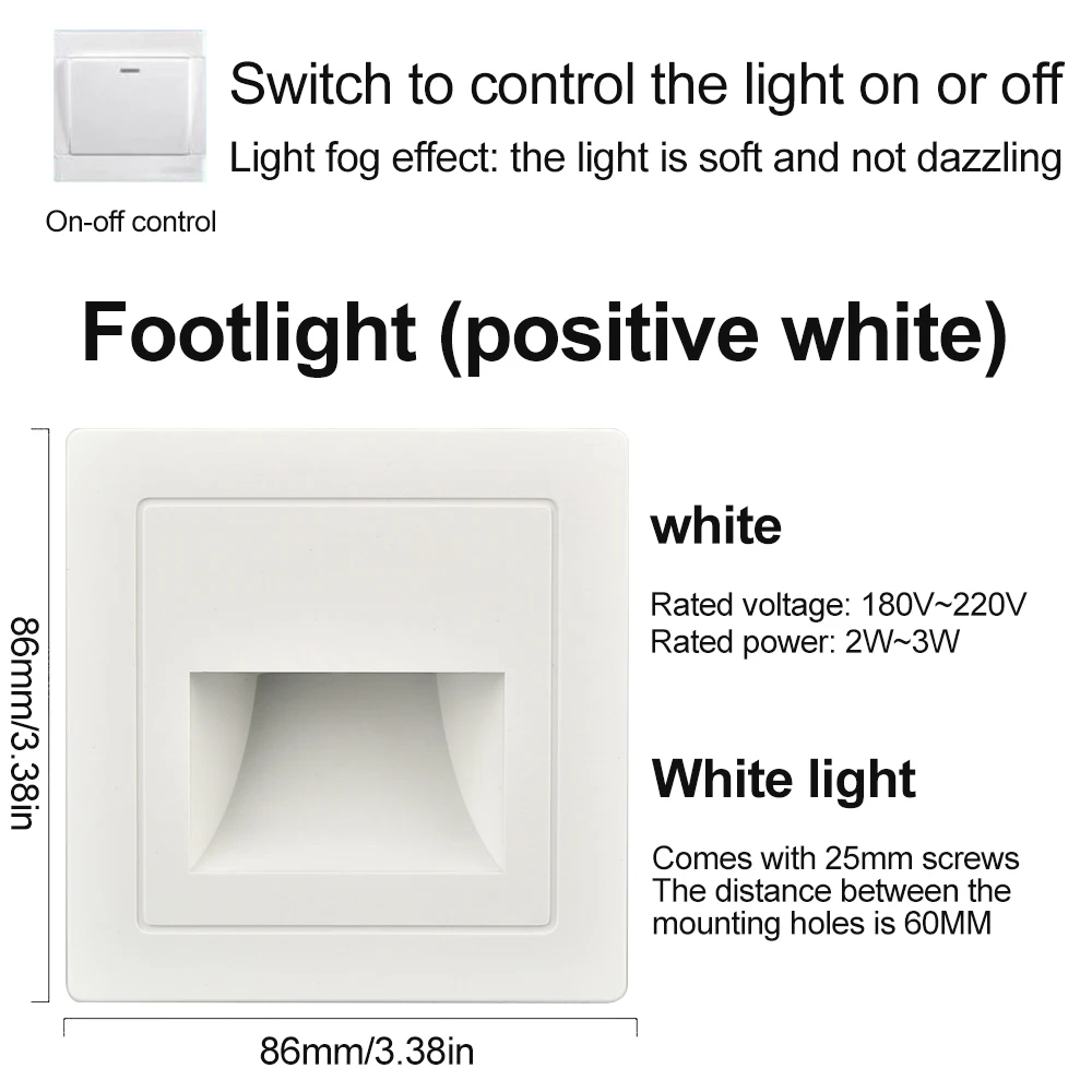 Luce per scale a Led da incasso 180-220V applique da parete illuminazione per scale a gradini lampade per corridoi a incasso bianco caldo e freddo passaggio seminterrato