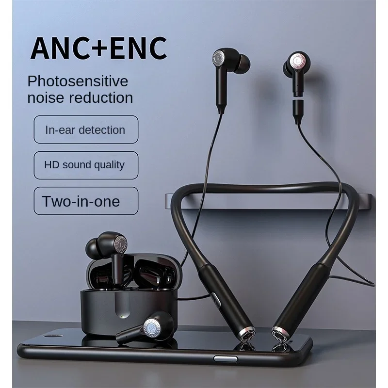 

Wireless bluetooth headset neck type in-ear ANC active noise reduction original sound transparent HIFI sound quality long