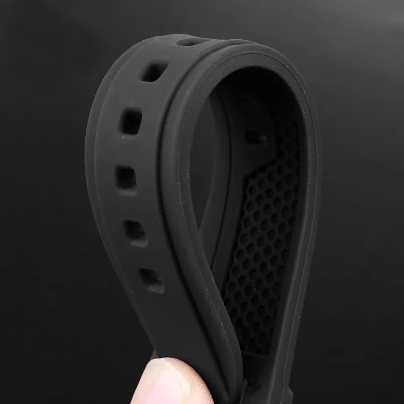 حزام ساعة سيليكون لفيرساشي V-RACE المزدوج سلسلة مقعرة محدبة ساعة مطاطية الفرقة اكسسوارات 24 مللي متر الرجال سوار مقاوم للماء