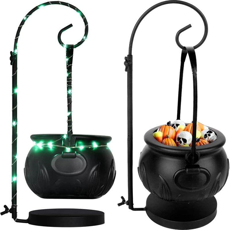 

Halloween Flame Bucket Candy Base Hook Witch Jar Witch Bucket Bucket Black Plastic Desktop Decoration Party Decoration Gifts New