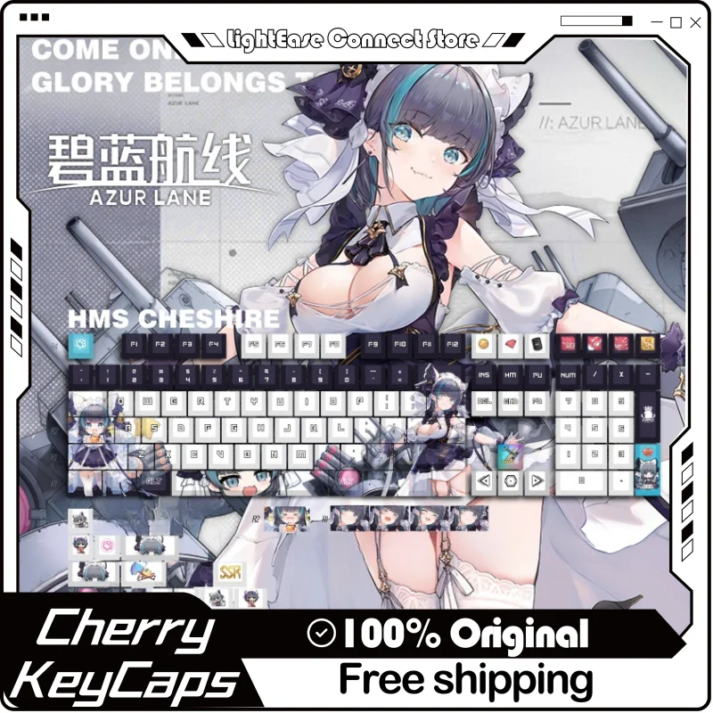 Azur Lane Hms Cheshire Themed Keycaps 120 Key Pbt Thermal Sublimation Mechanical Keyboard Anime Game Cartoon Gifts Keycaps