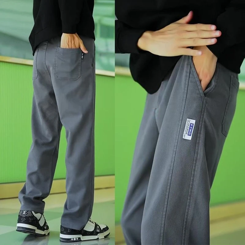 

Loose Straight Leg Thi Casual Pants for Men Autumn New Sle Faionable Anti-Wrinkle Elastic Trousers Comfortable Fit Men'...