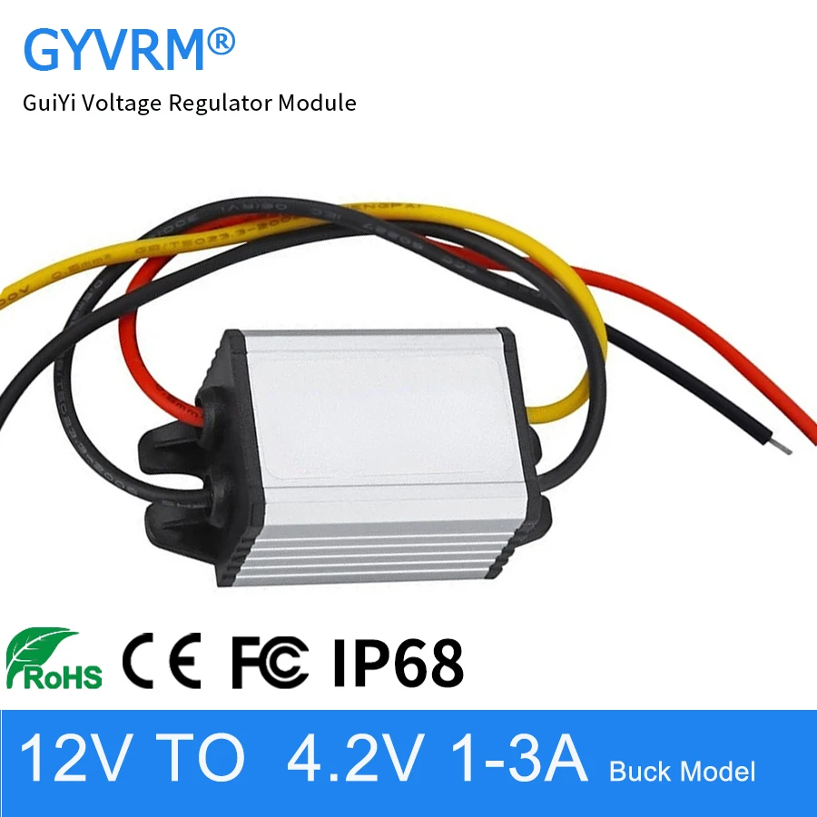 

12V to 4.2V 1A 2A 3A DC-DC Step Down 8V 12V 18V 20V to 4.2V 3A 12W IP68 Waterproof Model