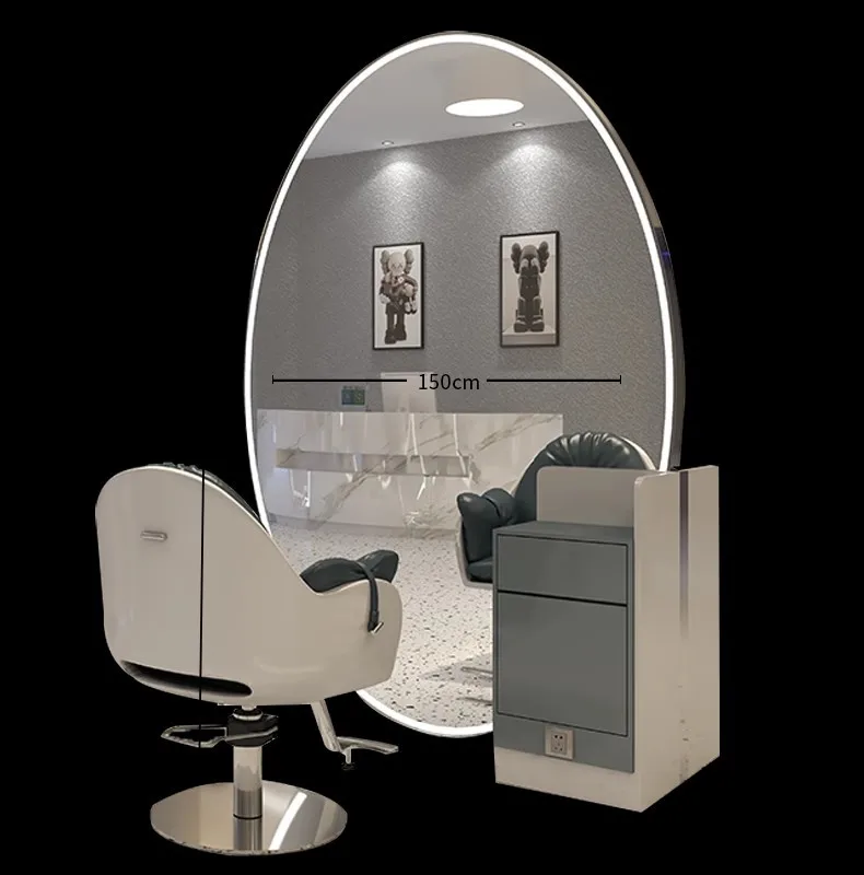 เก้าอี้ทำผมแบบใหม่พร้อมกระจก เก้าอี้ตัดผมปรับเอนได้ เก้าอี้จัดแต่งทรงผม เฟอร์นิเจอร์ร้านตัดผมแบบปรับได้