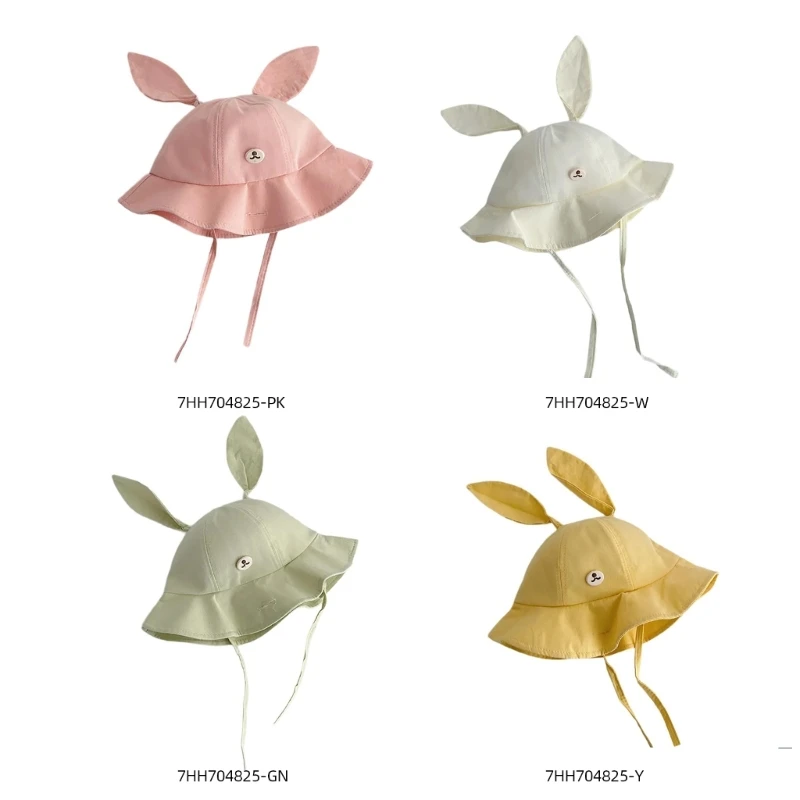 

Y1UB Child's Bucket Hat with Soft Rabbit Ears Designing Lovely Baby Fisherman Caps