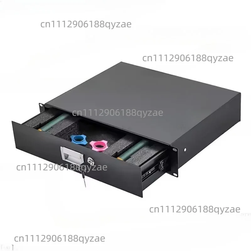 2U Cabinet Drawer with Lock 3U Metal Iron Drawer Microphone Storage Box