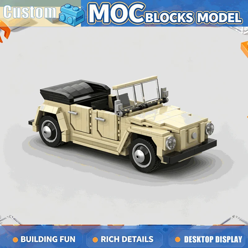 NEW 601PCS Vintage Off Road Convertible Car Building Blocks Set Classic Open Top Vehicle Model DIY Assembly Educational Toy Gift