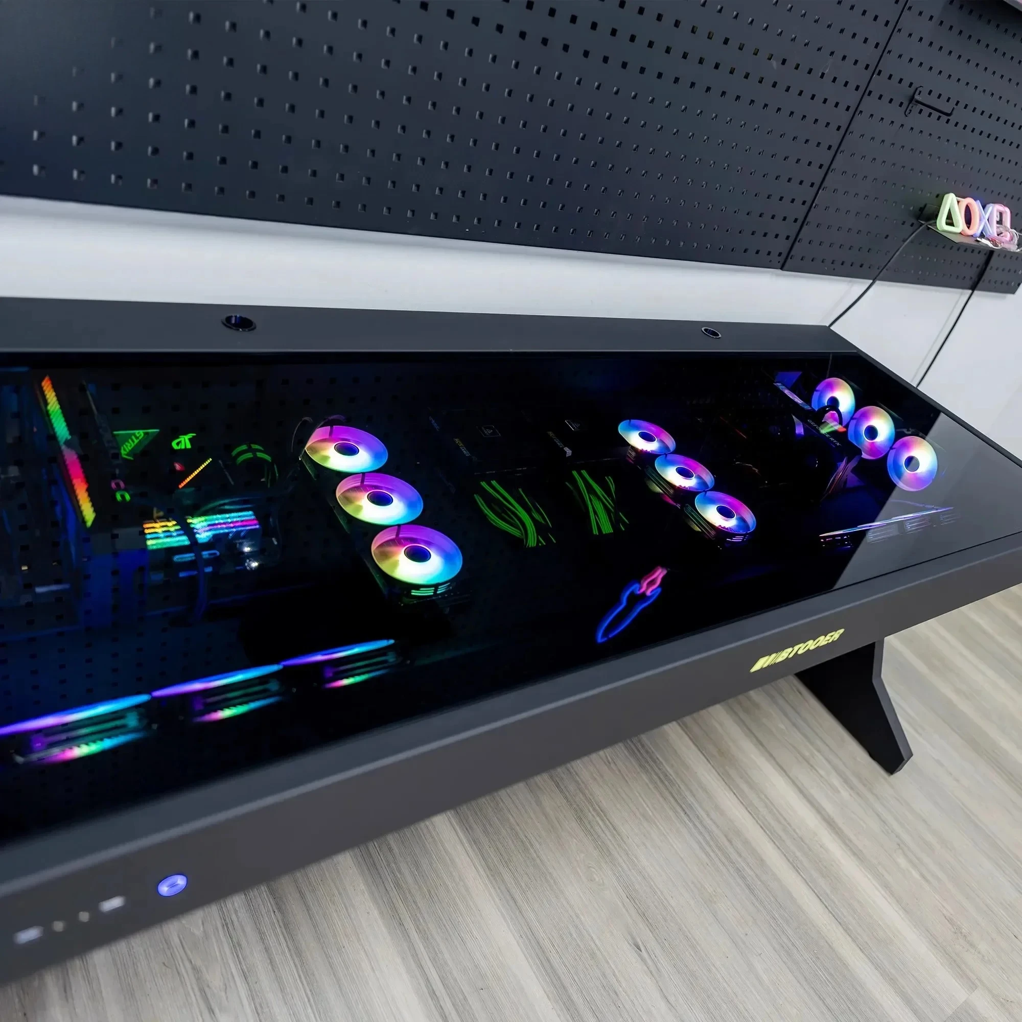 Y13 E-Sports Large Computer Desk with Dual Host Chassis MOD Water Cooled Gaming Desk for Gamer Home Office