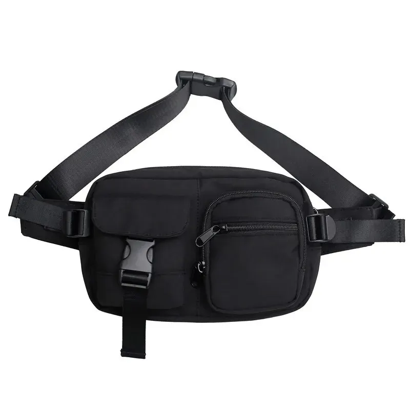 Minimalist Fanny Pack Multi-Pocket Black Men\'s Handsome Chest Bag Large Capacity Multi-pocket Crossbody Bag Mobile Phone Summe