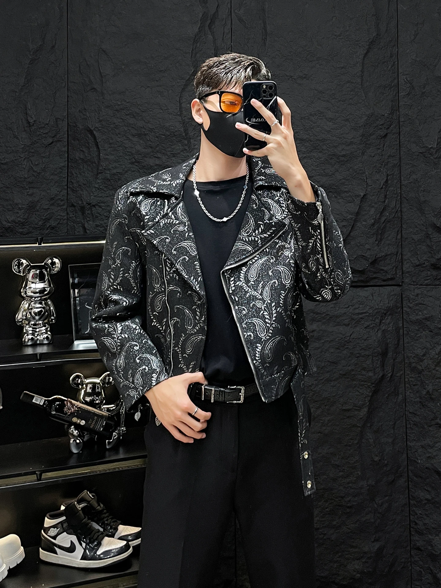 

Зеркало без ограничений HOMME ort Sle, мужская мотоциклетная куртка Bla с откидным воротником, модная молодежная верхняя одежда, весна-осень