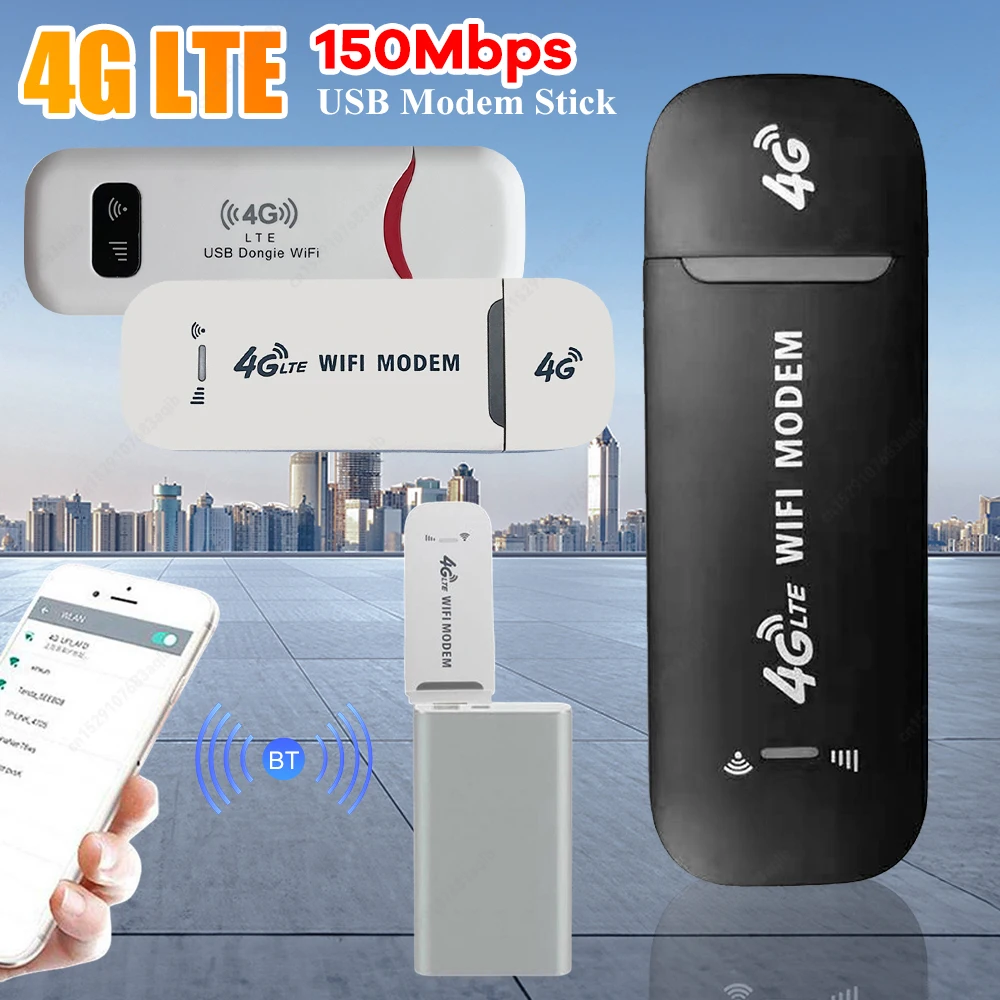 150Mbps 4G LTE Router USB Modem Dongle Wireless Modem Stick Pocket WIFI Router Outdoor Travel Mobile Hotspot with SIM Card Slot