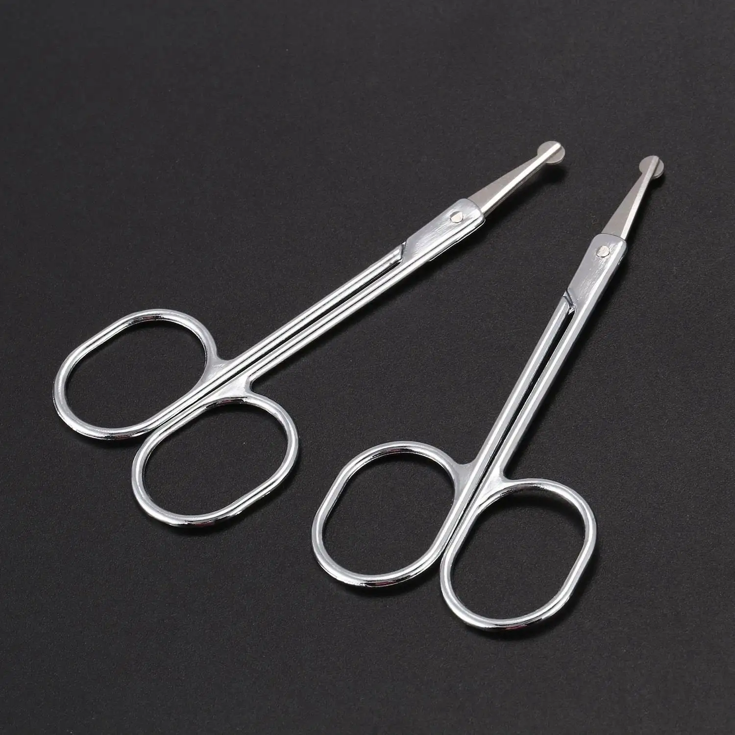 Ponta redonda sobrancelha e nariz cabelo aparar tesoura, aparar aparador, 2 pcs