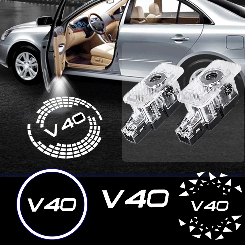 for Volvo V40 V40CC 2013-2019 2PCS Car LED Door Welcome Shadow Laser Lights Projector Courtesy Ghost Logo Auto Decoration Lamp