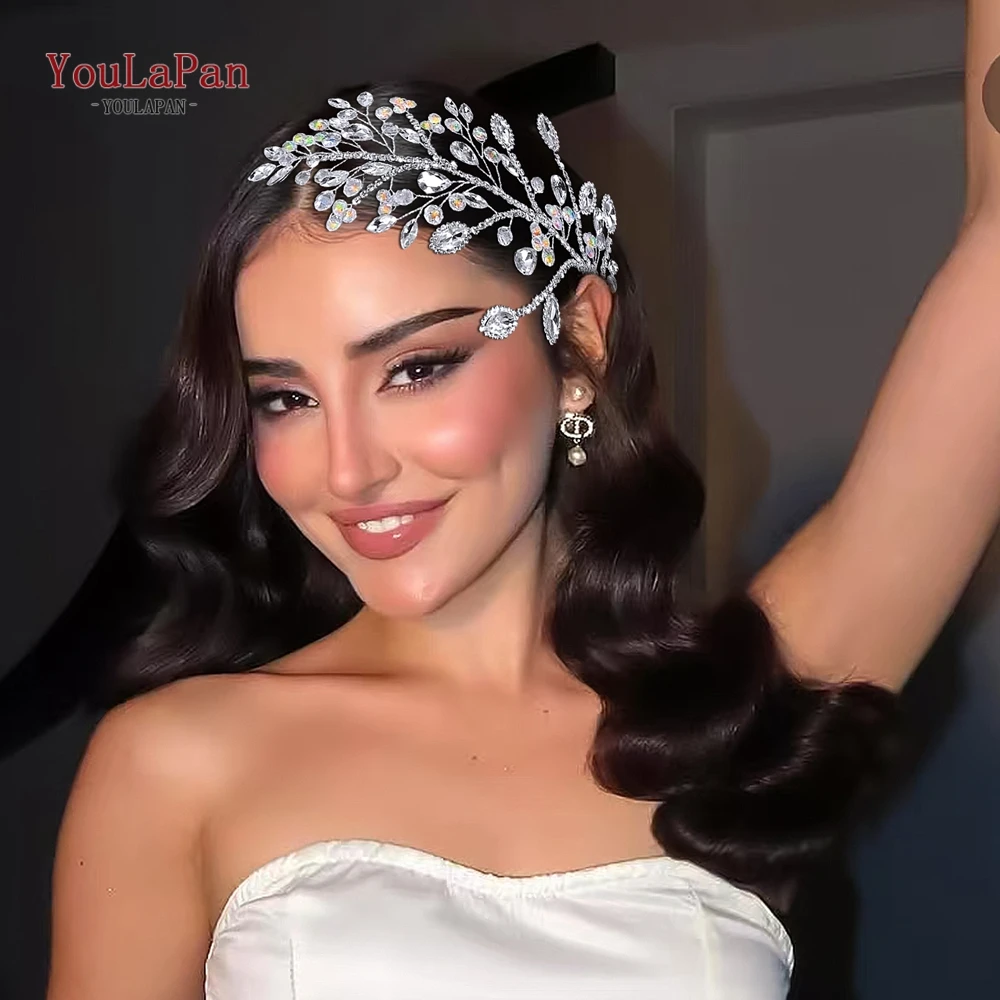 TOPQUEEN Bridal Wedding Rhinestone Headband Crystal Headpieces Elegant Women Headpiece Banquet Party Hair Accessoriese HP860