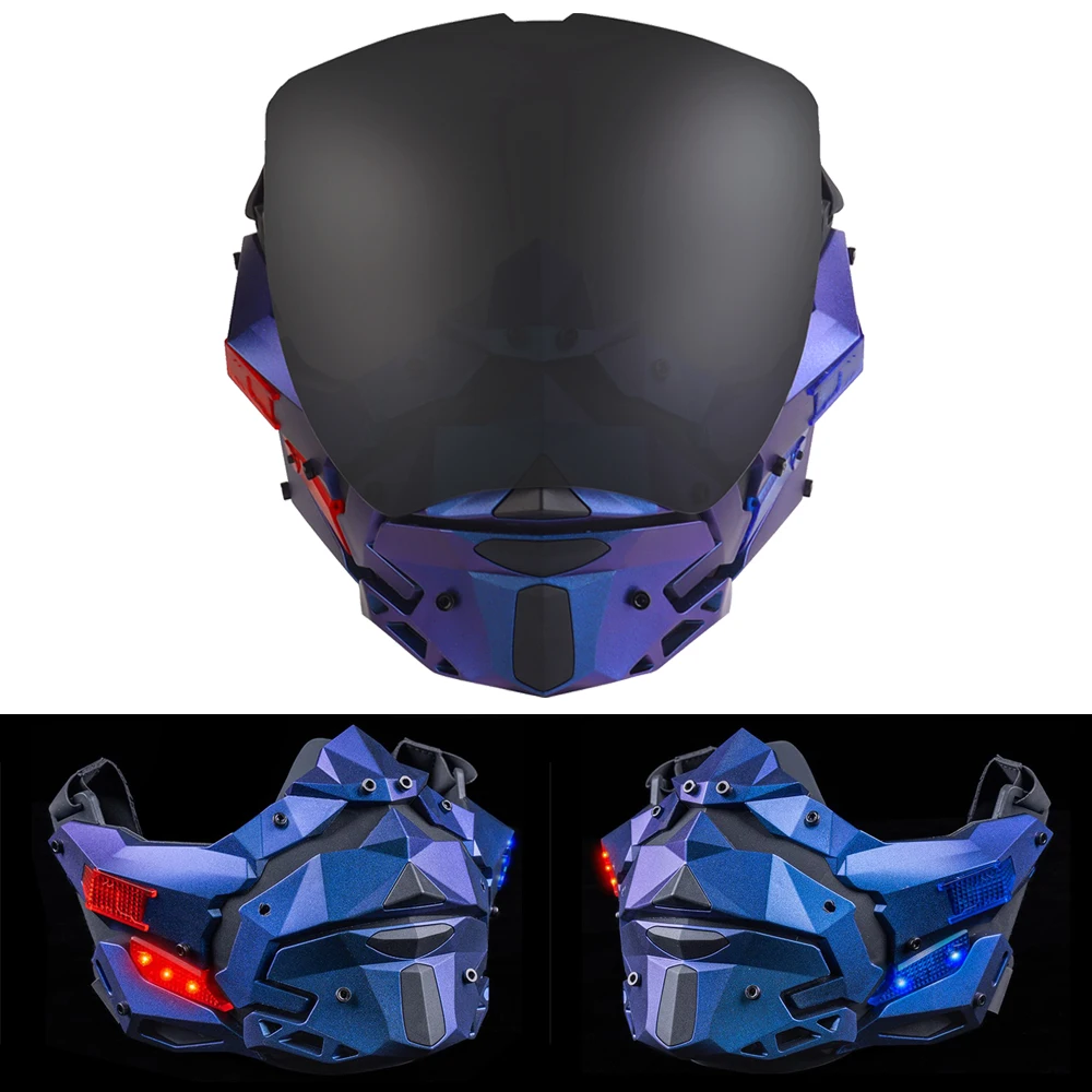 Máscara Cyberpunk Luz Nocturna Facial Táctica para Airsoft y Paintball - imagen 4