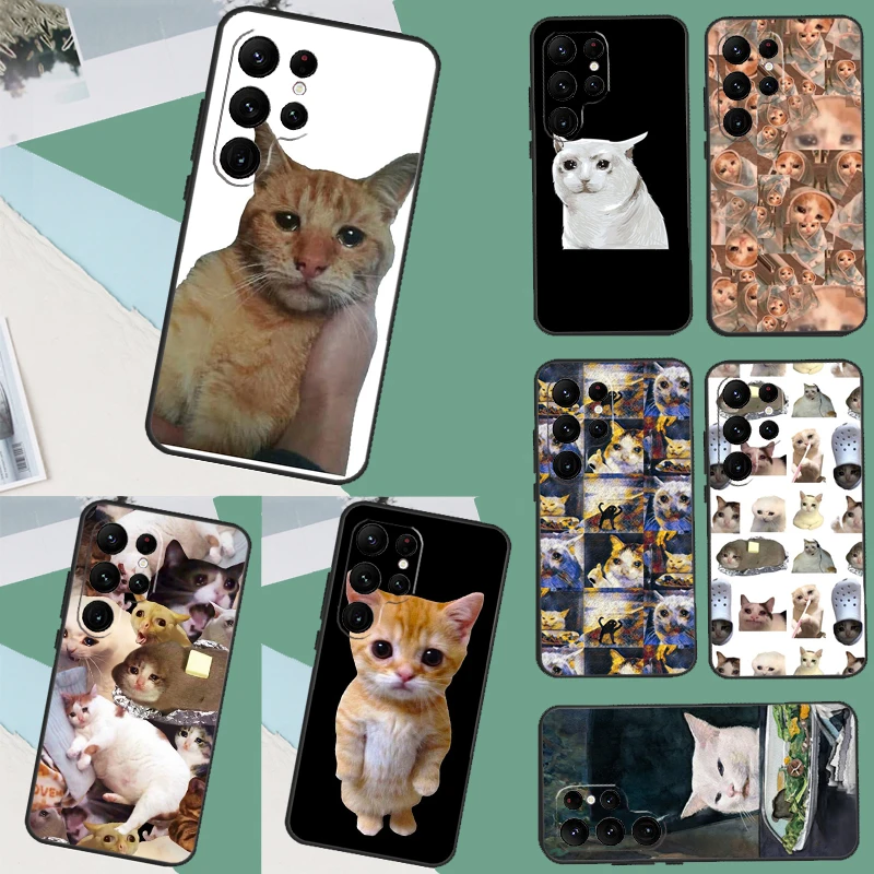 Crying Cat Memes Funda For Samsung Galaxy S21 S22 S23 Plus Note 20 Ultra S8 S9 S10 Note 10 S20 FE Phone Case