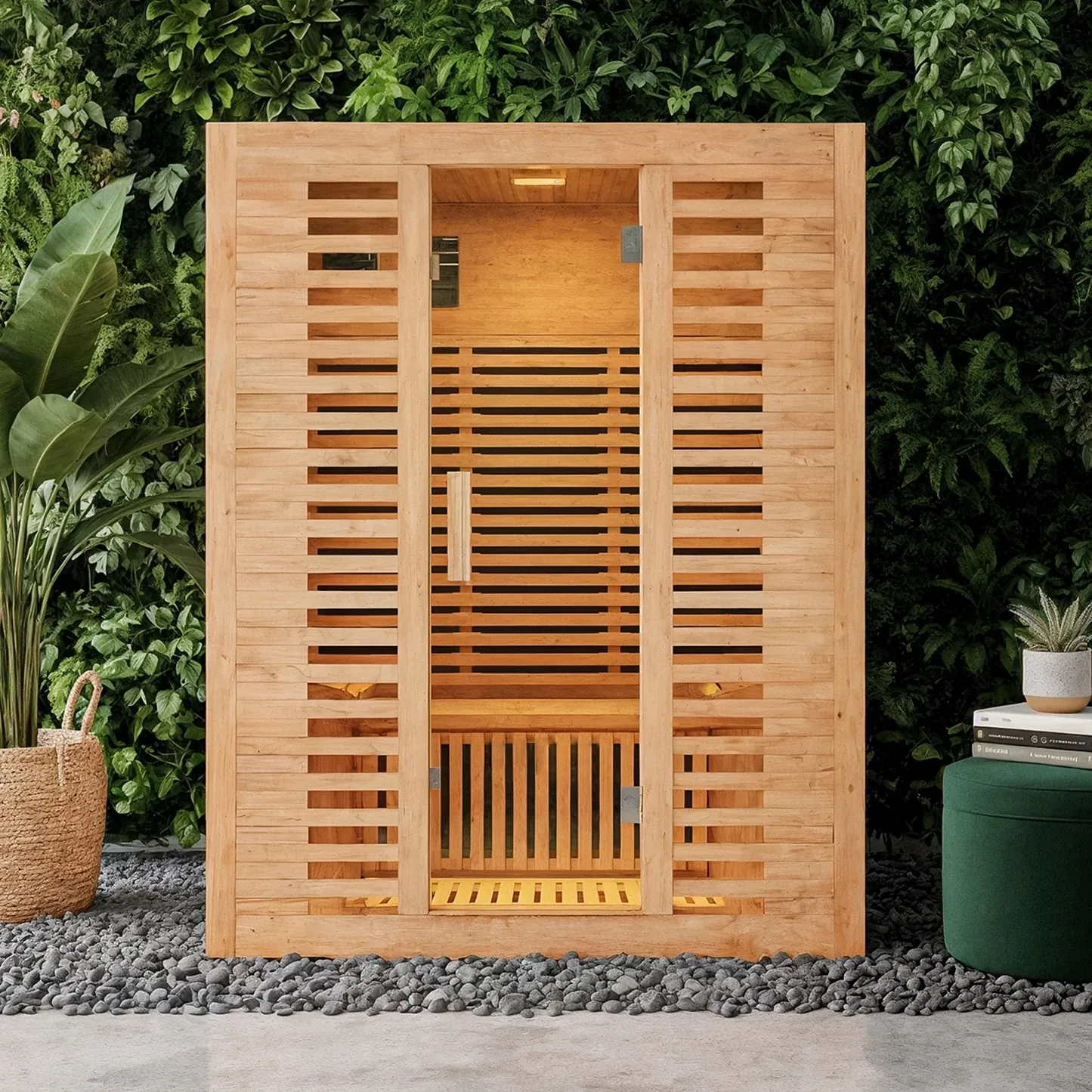 3 People Luxury Interior Decoration, Indoor Far-infrared Sauna Room, Double Home Sauna Room With Low EMF Customize