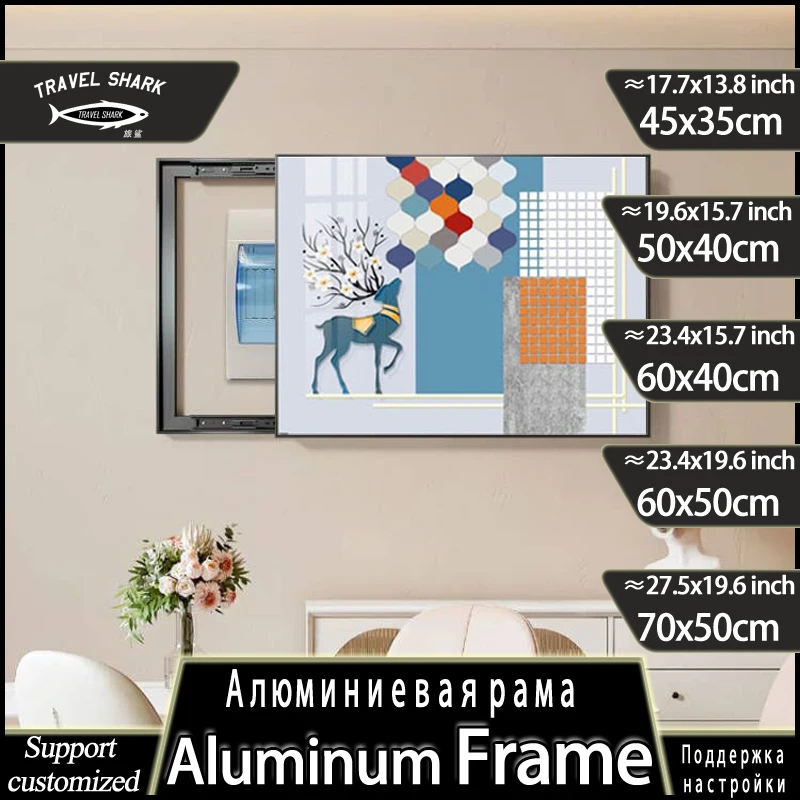 Travel Shark Modern Minimalist Electric Meter Box Decoration Pictures Wall Art Hanging Painting Poster Living Room Custom
