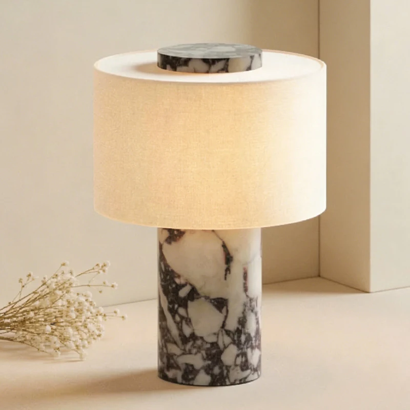 Nordic Marble Cloth High-end LED Decoration Table Lamp Desk Light For Living Room Bedroom Study Lighting Fixtures